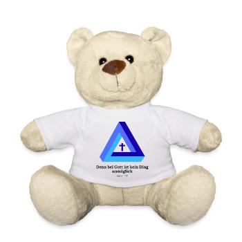 Denn für Gott ist nichts unmöglich. Lukas 1,37 - Teddy - Weiß - Vorne