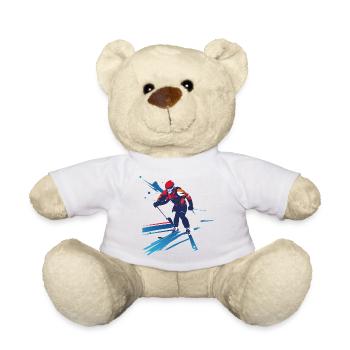 Biathlet im Farbwirbel - Teddy - Weiß - Vorne