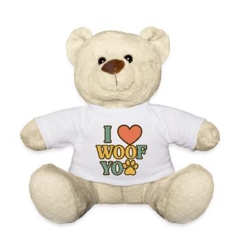 J’adore le design de cœur de patte WOOF - Nounours - blanc - Devant