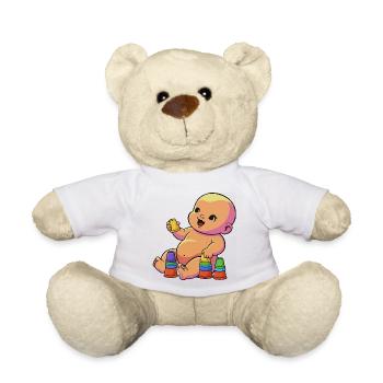 Buntes Baby mit Bechern - Teddy - Weiß - Vorne