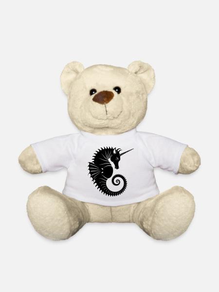 Einhorn-Seepferdchen – Mystisches Meerwesen - Teddy - Weiß