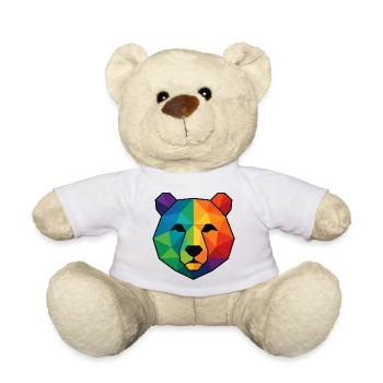 Bunte Pop-Art-Low-Poly-Bär - Teddy - Weiß - Vorne