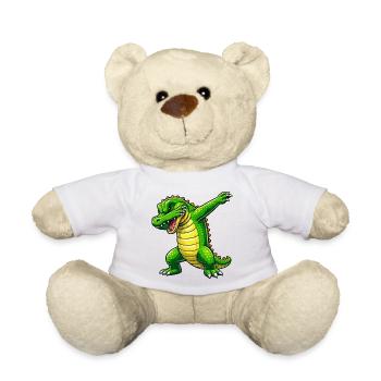 Dabbing Cartoon Crocodile - Teddy Bear - white - Front