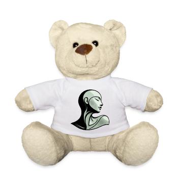 Green Line Portrait in Shadow - Teddy Bear - white - Front