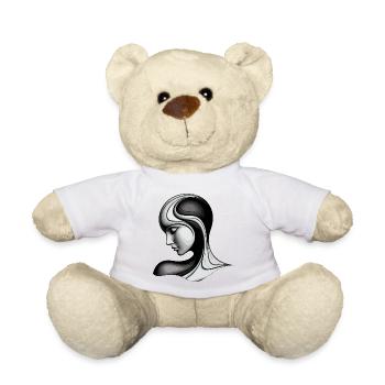 Stylized Woman Silhouette - Teddy Bear - white - Front
