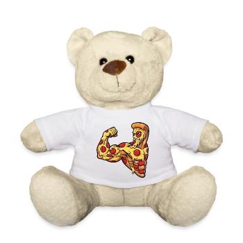 Muskulöse Cartoon Pizza Salami Bodybuilder Fitness - Teddy - Weiß - Vorne