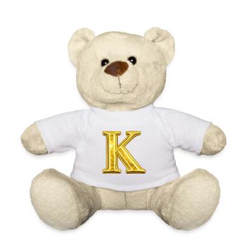 K Golden Monogram - Teddy Bear - white - Front