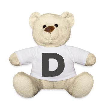 Minimal Letter D Bold Monogram Typography - Teddy Bear - white - Front
