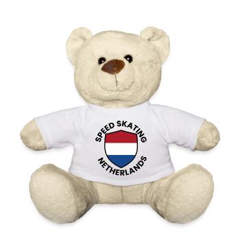 Speed skate Netherlands Shield - Teddy Bear - white - Front