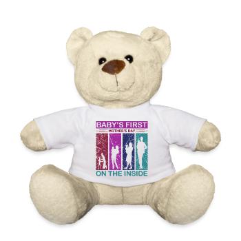 Premier t-shirt de la fête des mères du bébé décorateur d’intérieur - Nounours - blanc - Devant