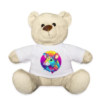Rat néon psychédélique avec des fleurs - Nounours - blanc - Devant