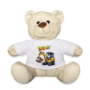 Cute Penguin Cartoon Excavator Driver Construction Equipment Operator - Teddy Bear - white - Front