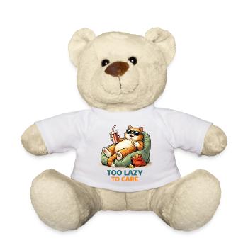 Too Lazy to Care Cat Lounge - Teddy Bear - white - Front