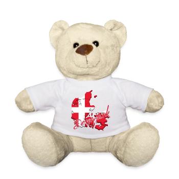 Carte avec le drapeau du Danemark, j’adore le Danemark - Nounours - blanc - Devant