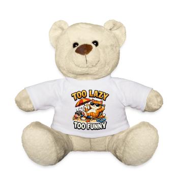 Too Lazy Too Funny Katze Strand - Teddy - Weiß - Vorne