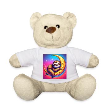 Sloth sleeps hugging the moon - Teddy Bear - white - Front