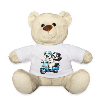Polar Bear and Panda Bear on a Scooter - Teddy Bear - white - Front