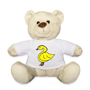 Gelbe Enten-Silhouette Schwarz - Teddy - Weiß - Vorne