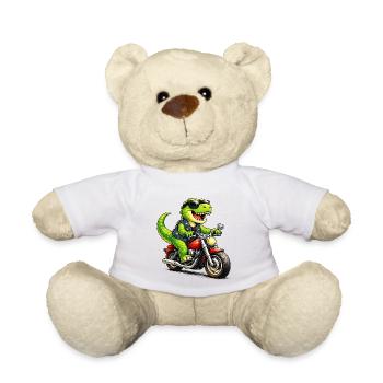 Biker-Dinosaurier  - Teddy - Weiß - Vorne