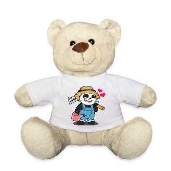 Gardener Panda with Heart: Cute Garden Motif - Teddy Bear - white - Front