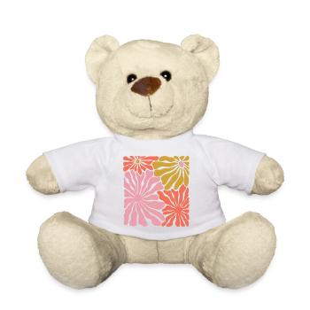 Spring Blossoms Pop Art Pattern - Teddy Bear - white - Front