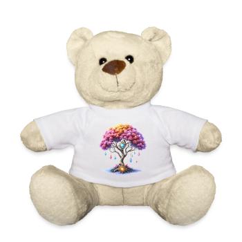 Tree of Gems and Colorful Flowers - Teddy Bear - white - Front