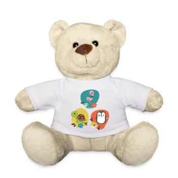 Flamingo Turtle Penguin - Teddy Bear - white - Front