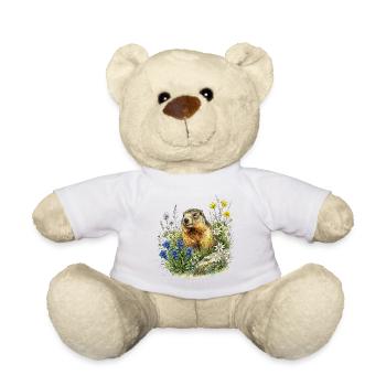 Alpine Marmot Edelweiss Natural Watercolor - Teddy Bear - white - Front
