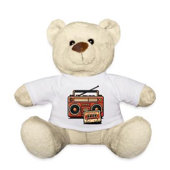 Retro boombox and cassette - Teddy Bear - white - Front
