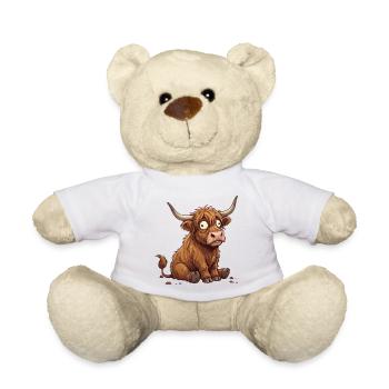 Rustic Amazed Cartoon Cattle - Teddy Bear - white - Front
