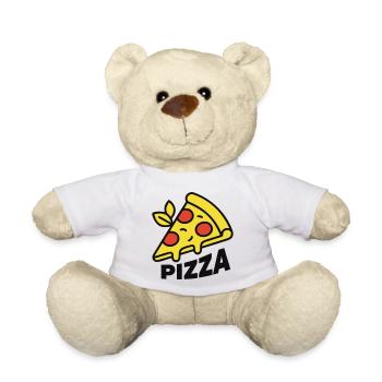 Pizza Piece Lettering Italy Pizzeria - Teddy Bear - white - Front