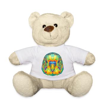 Pop Art géométrique coloré de perruches ondulées - Nounours - blanc - Devant