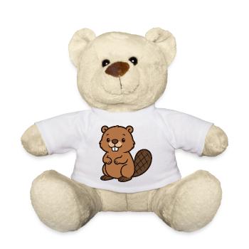 Feel-good beaver - Teddy Bear - white - Front