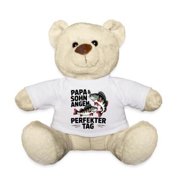 Papa und Sohn angeln zusammen - Teddy - Weiß - Vorne