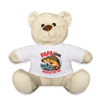 Papa und Sohn angeln zusammen - Teddy - Weiß - Vorne
