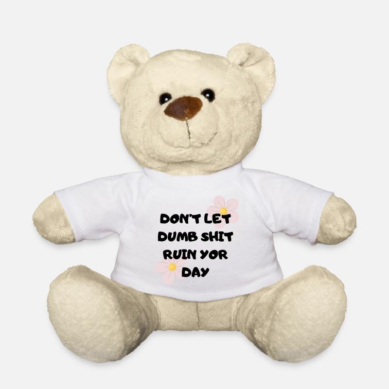 Pastel Blossoms Accent Handwriting - Teddy Bear - white