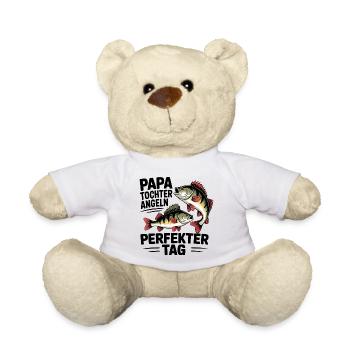 Papa und Tochter angeln zusammen - perfekter Tag - Teddy - Weiß - Vorne