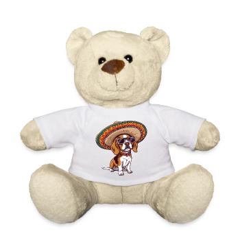 Beagle Hund Lustig Sombrero - Teddy - Weiß - Vorne