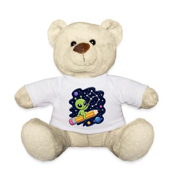 Außerirdischer im Weltraum auf Bleistift - Teddy - Weiß - Vorne