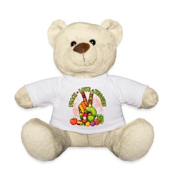 Peace Love Veggies Hand Graphic - Teddy Bear - white - Front