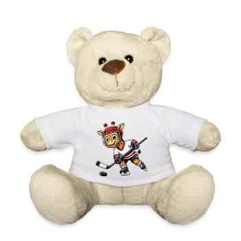 Cute Giraffe Hockey Player Cartoon Comic - Teddy Bear - white - Front
