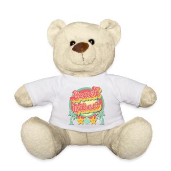 Beach Vibes Retro Palm Sunset - Teddy Bear - white - Front