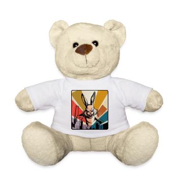 Angry Bunny in Retro Pop Art - Teddy Bear - white - Front