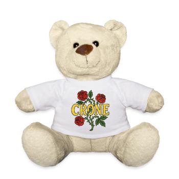 Crone Rose Floral Emblem - Teddy Bear - white - Front