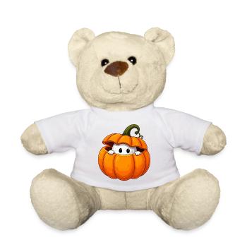 Pumpkin Ghost Cuddly Figure - Teddy Bear - white - Front