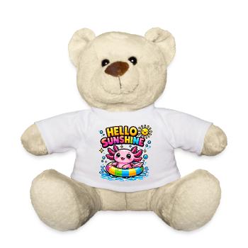 Axolotl Sunshine Kawaii in Swim Ring - Teddy Bear - white - Front