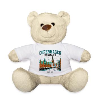 Copenhagen Denmark Canal Harbor With Church Spire - Teddy Bear - white - Front