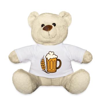 Goldenes Bierglas mit Weizen - Teddy - Weiß - Vorne