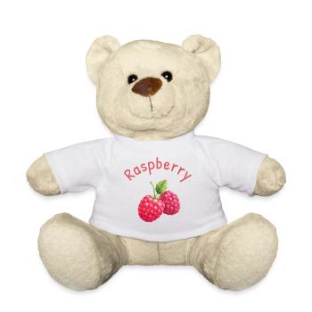 Himbeergekrönte Textillustration für Kleidungsstück - Teddy - Weiß - Vorne