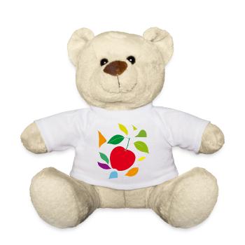 Minimalist apple with leaves - Teddy Bear - white - Front